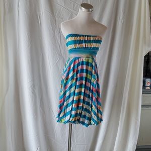 Striped strapless dress